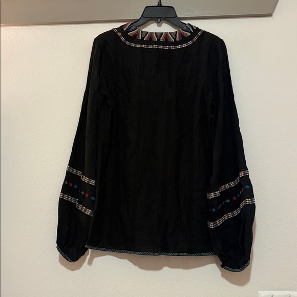 Talitha Black Embroidered Blouse SZ S NWT Flaw - Picture 2 of 7